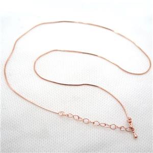 copper Necklace Chain, rose gold, approx 1x1mm, 42-48cm length