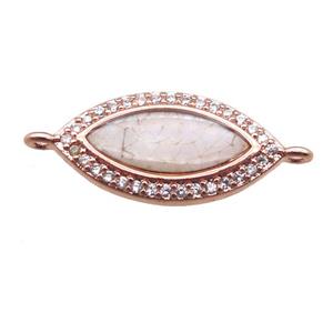 copper eye connector paved zircon with shell, rose gold, approx 10-20mm