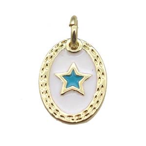 copper oval star connector, enameling, gold plated, approx 9-12mm