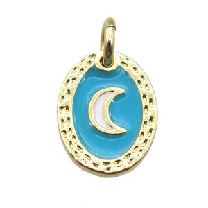 copper oval moon connector, enameling, gold plated, approx 9-12mm