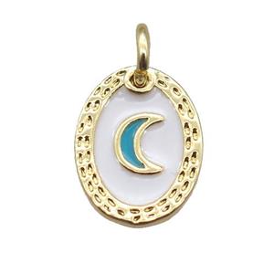 copper oval moon connector, enameling, gold plated, approx 9-12mm