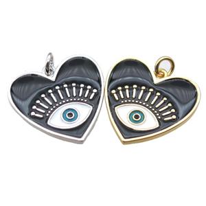 copper heart eye pendant with enameling, mixed, approx 21mm