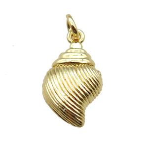 copper conch shell pendant, gold plated, approx 10-15mm