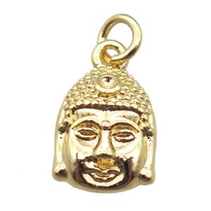 copper buddha pendant, gold plated, approx 9-11mm