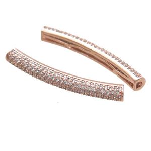 copper tube beads paved zircon, rose gold, approx 5-35mm
