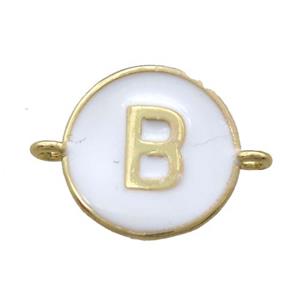 white enameling copper letter-B connector, gold plated, approx 13mm dia