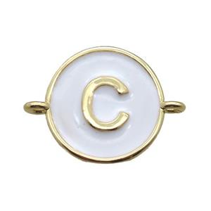 white enameling copper letter-C connector, gold plated, approx 13mm dia