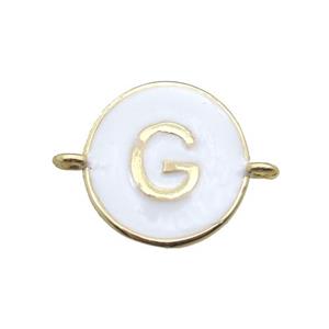 white enameling copper letter-G connector, gold plated, approx 13mm dia