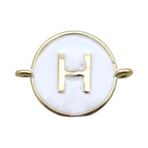 white enameling copper letter-H connector, gold plated, approx 13mm dia