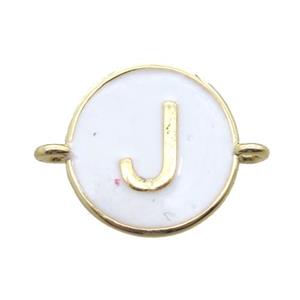 white enameling copper letter-J connector, gold plated, approx 13mm dia