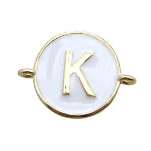 white enameling copper letter-K connector, gold plated, approx 13mm dia
