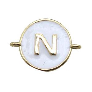 white enameling copper letter-N connector, gold plated, approx 13mm dia