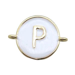 white enameling copper letter-P connector, gold plated, approx 13mm dia