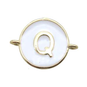 white enameling copper letter-Q connector, gold plated, approx 13mm dia