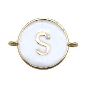 white enameling copper letter-S connector, gold plated, approx 13mm dia