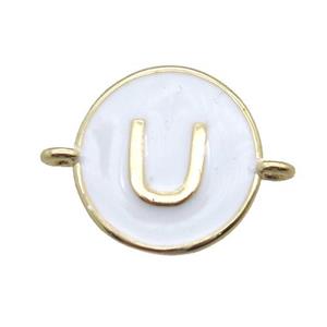 white enameling copper letter-U connector, gold plated, approx 13mm dia