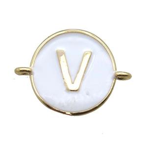 white enameling copper letter-V connector, gold plated, approx 13mm dia