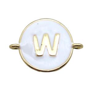 white enameling copper letter-W connector, gold plated, approx 13mm dia