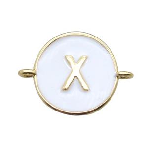 white enameling copper letter-X connector, gold plated, approx 13mm dia