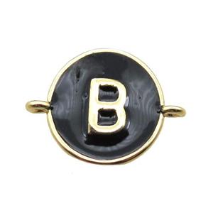black enameling copper letter-B connector, gold plated, approx 13mm dia