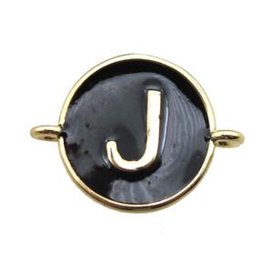 black enameling copper letter-J connector, gold plated, approx 13mm dia