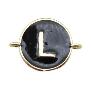 black enameling copper letter-L connector, gold plated, approx 13mm dia