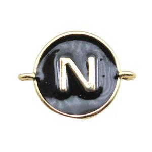 black enameling copper letter-N connector, gold plated, approx 13mm dia