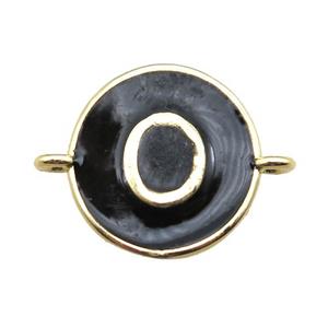 black enameling copper letter-O connector, gold plated, approx 13mm dia