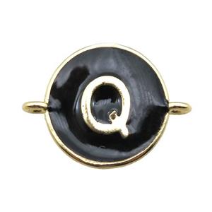 black enameling copper letter-Q connector, gold plated, approx 13mm dia
