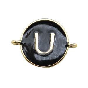 black enameling copper letter-U connector, gold plated, approx 13mm dia