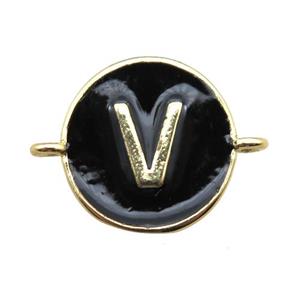 black enameling copper letter-V connector, gold plated, approx 13mm dia