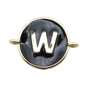 black enameling copper letter-W connector, gold plated, approx 13mm dia