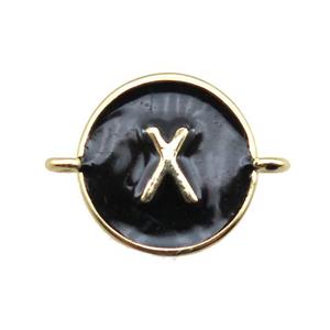 black enameling copper letter-X connector, gold plated, approx 13mm dia