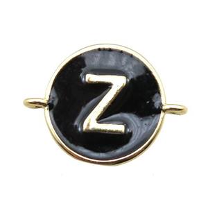 black enameling copper letter-Z connector, gold plated, approx 13mm dia