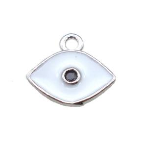 enameling copper eye pendant paved zircon, platinum plated, approx 6x10mm