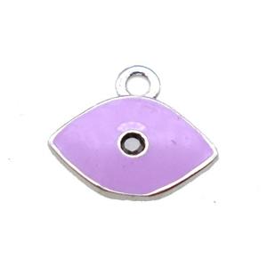 hotpink enameling copper eye pendant paved zircon, platinum plated, approx 6x10mm