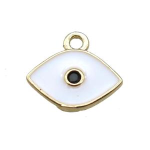 white enameling copper eye pendant paved zircon, gold plated, approx 6x10mm