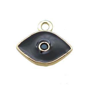 black enameling copper eye pendant paved zircon, gold plated, approx 6x10mm