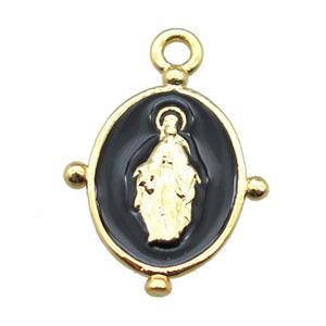 black enameling copper Jesus pendant, gold plated, approx 13-18mm