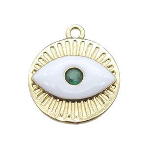 copper eye pendant with white enameling, gold plated, approx 14.5mm dia