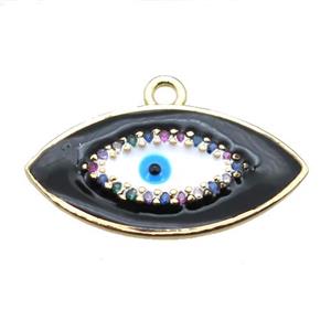 copper eye pendant with black enameling, gold plated, approx 12-23mm