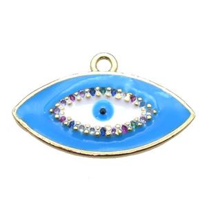 copper eye pendant with blue enameling, gold plated, approx 12-23mm