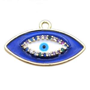 copper eye pendant with royal blue enameling, gold plated, approx 12-23mm