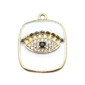 copper eye pendant pave zircon with white enameling, gold plated, approx 16-19mm