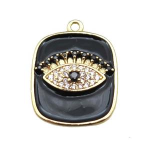 copper eye pendant pave zircon with black enameling, gold plated, approx 16-19mm