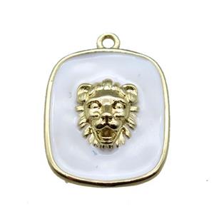 copper lionhead pendant with white enameling, gold plated, approx 16-19mm