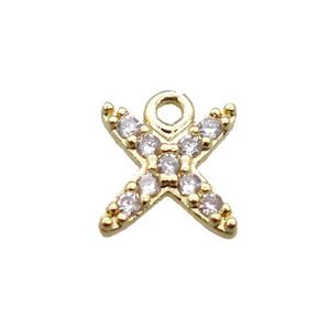 copper cross pendant pave zircon, gold plated, approx 6-7mm