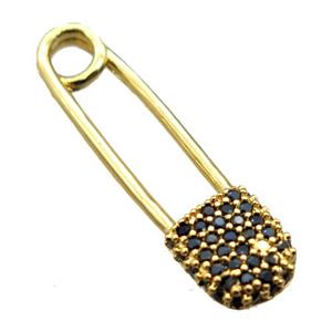 copper clip pendant paved zircon, gold plated, approx 8-28mm