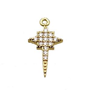 copper northstar pendant paved zircon, gold plated, approx 8-15mm
