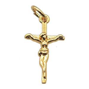 copper Jesus Cross pendant, gold plated, approx 10-18mm